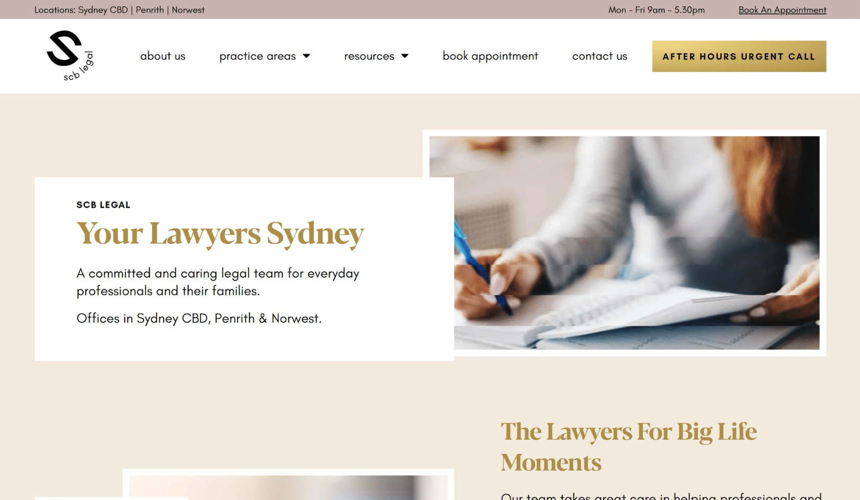 Example of Sydney law firm website design