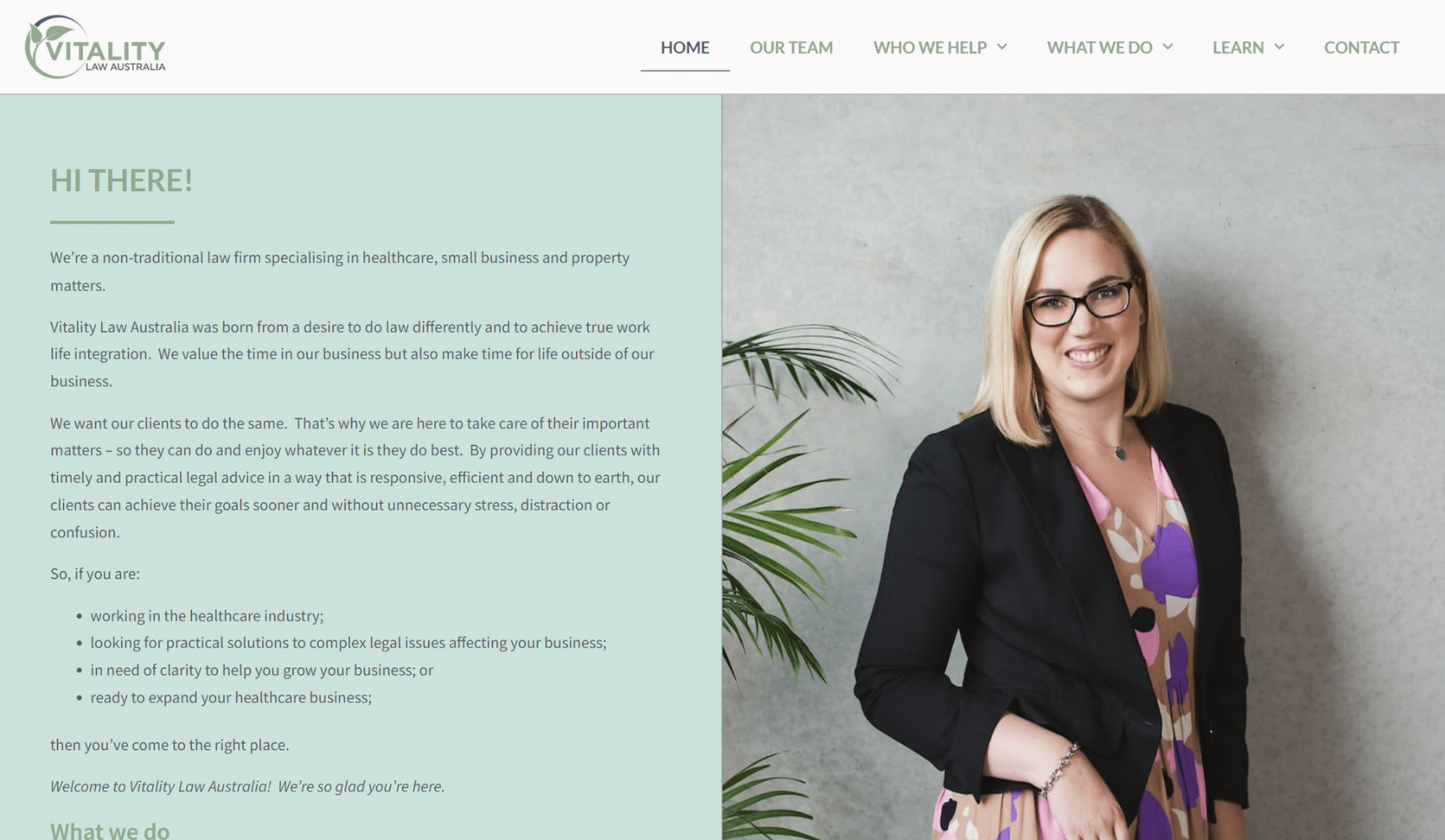Example of home page of Brisbane law firm website design